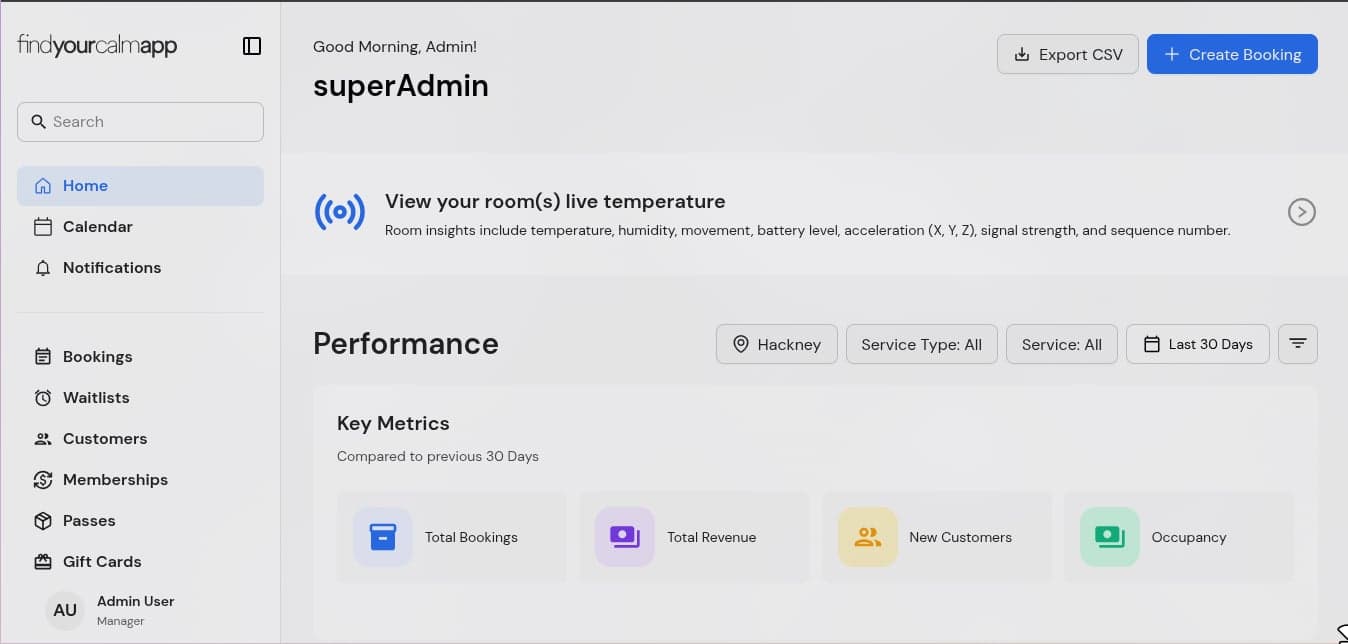 Rooftop Saunas Admin Dashboard